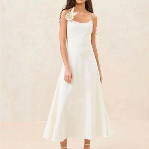 Cassidy Cream Slim Rosette Dress